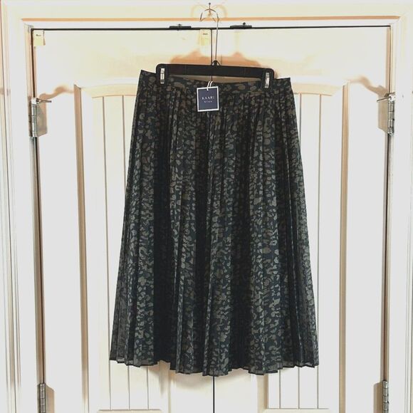 Women's KAAI blue 'winter bloom' Lined Blk and Bronze Leopard Print Skirt Sz. 8 - Picture 1 of 4